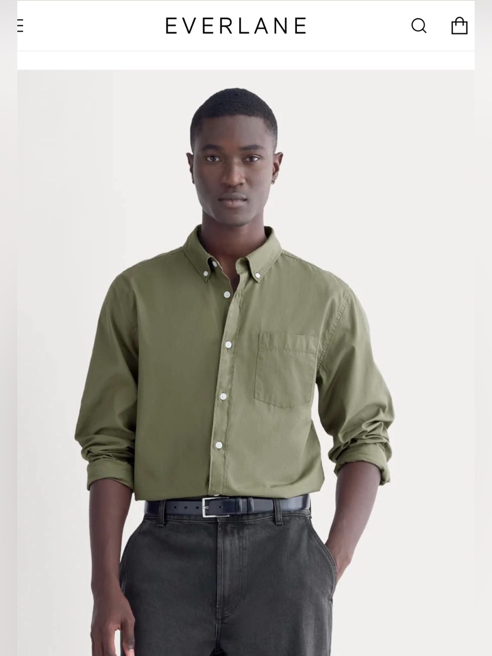 Everlane Washed Poplin Organic Cotton Shirt in Lichen Green , size Large
